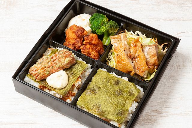 肉のしみず／肉が美味しい丼とお弁当 早朝深夜対応可能-【肉×肉の海苔弁】甘辛照り焼きチキン・唐揚げ