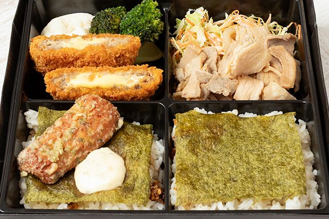 肉のしみず／肉が美味しい丼とお弁当 早朝深夜対応可能-【肉×肉の海苔弁】本気の生姜焼き・チーズメンチカツ