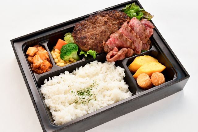 肉匠おかむら-静岡牛ハンバーグ＆黒毛和牛カットステーキ弁当