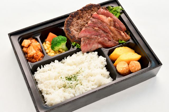 肉匠おかむら-静岡牛ハンバーグ＆黒毛和牛サーロインステーキ弁当