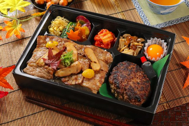 一塊之肉（栃木店）-【秋季限定】牛カルビ焼肉とハンバーグ弁当