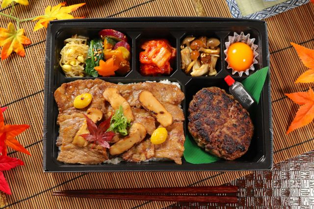 一塊之肉（大阪店）-【秋季限定】 牛カルビ焼肉とハンバーグ弁当