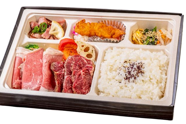 肉福庵-特製ローストビーフと黒毛牛ハラミステーキ相盛り弁当