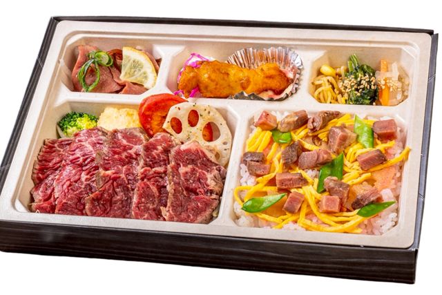肉福庵-牛ちらし寿司と黒毛牛ハラミステーキ弁当