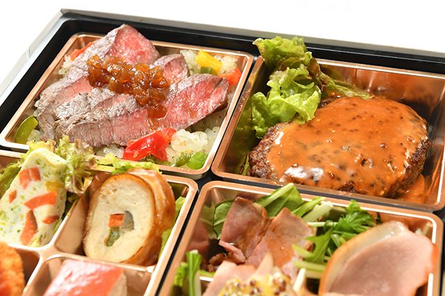 洋食 出水-国産牛ロースステーキとハンバーグの8種彩り弁当