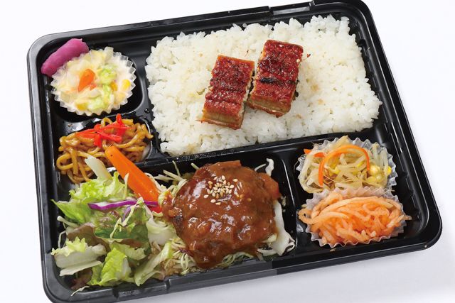 焼肉弁当からいや-ハンバーグ×うなぎ弁当（OU）