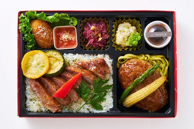 大阪・北新地 イタリア料理 YUNiCO（岩槻店）-【北新地イタリアンBOX】ステーキ＆ハンバーグ～シャリアピンソース～