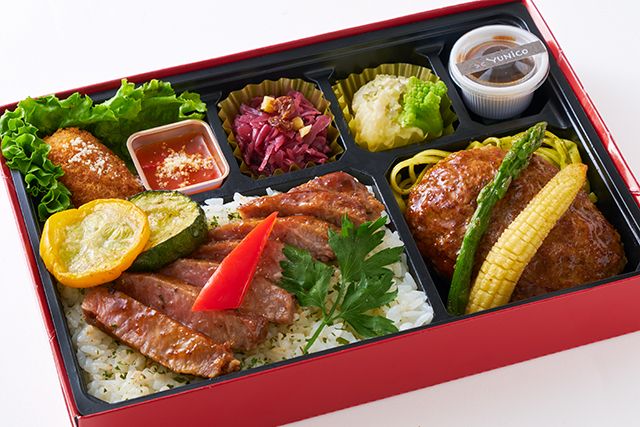 大阪・北新地 イタリア料理 YUNiCO（岩槻店）-【北新地イタリアンBOX】ステーキ＆ハンバーグ～シャリアピンソース～