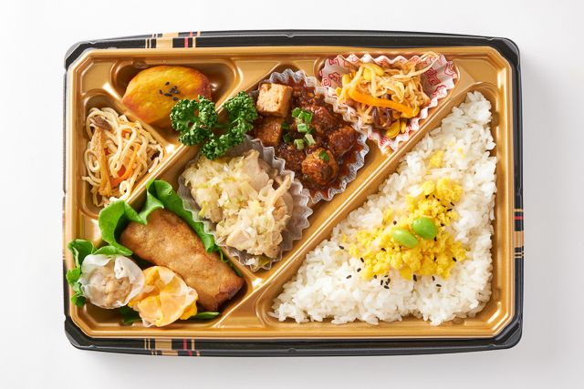 吉祥中華 結-musubi-（岩槻店）-【Wメイン】蒸し鶏葱ソース＆麻婆豆腐弁当【白飯】