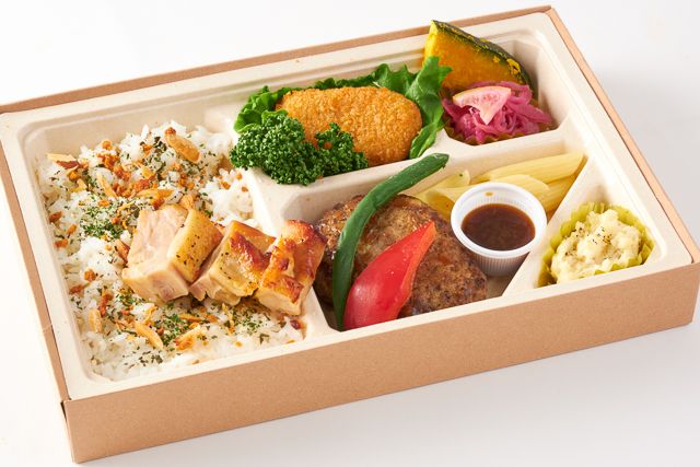 Kitchen Palette（東京店）-本格ハンバーグとジューシーチキンステーキ弁当【白米】