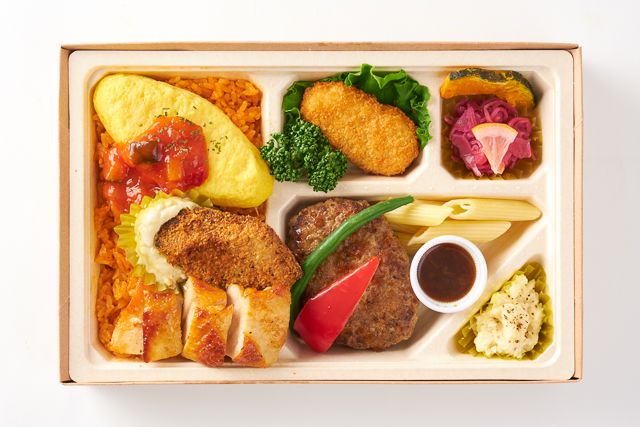 Kitchen Palette（岩槻店）-とろとろ卵のオムライスと三種メインの豪華洋食弁当