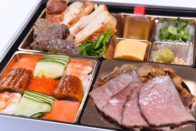 紅まる BENIMARU（大阪店）-日本銘柄牛2種類を一度で食べられる肉まぶし弁当【宮崎牛・近江牛】 白