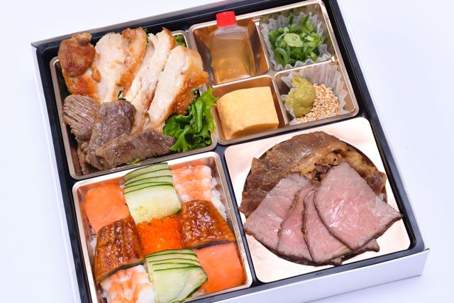 日本銘柄牛2種類を一度で食べられる肉まぶし弁当【宮崎牛・近江牛】 白