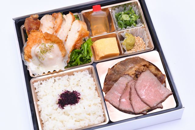 日本銘柄牛2種類を一度で食べられる肉まぶし弁当【宮崎牛・近江牛】 黄