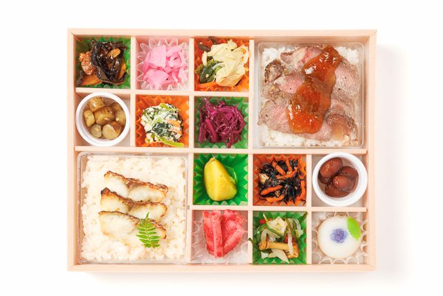 麻布 四季彩堂-【熨斗対応可】鯛めしと牛ロースステーキ重の十二彩折詰