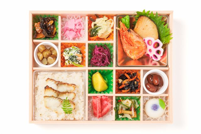 麻布 四季彩堂-【熨斗対応可】銀だら柚庵焼きと鯛めしの十二彩折詰