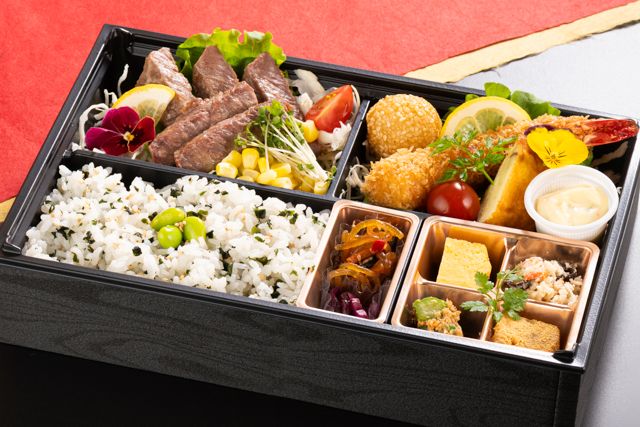 恵比寿膳（京都店）-琴～手仕込みエビフライと特製牛ステーキ～（わかめご飯）