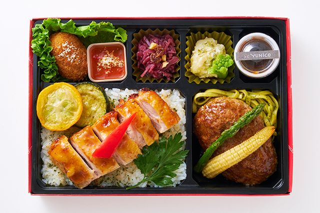 大阪・北新地 イタリア料理 YUNiCO（名古屋店）-【北新地イタリアンBOX】チキンロースト＆ハンバーグ～シャリアピンソース～