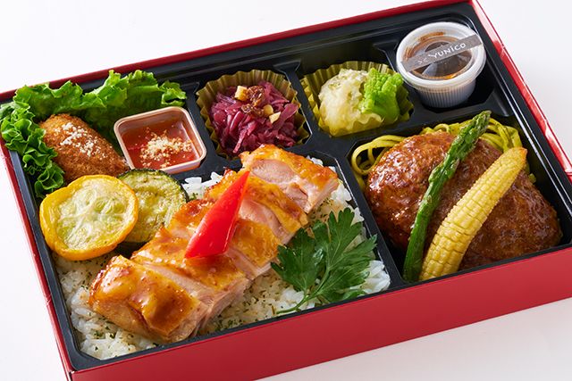 大阪・北新地 イタリア料理 YUNiCO（名古屋店）-【北新地イタリアンBOX】チキンロースト＆ハンバーグ～シャリアピンソース～
