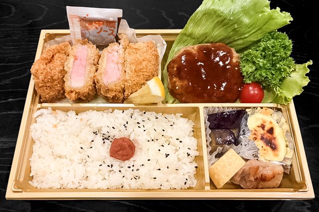 仕出し割烹空海-厚切りヒレカツと煮込みハンバーグ