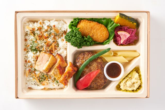 Kitchen Palette（福岡店）-本格ハンバーグとジューシーチキンステーキ弁当【白米】
