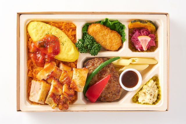 Kitchen Palette（福岡店）-とろとろ卵のオムライスとWチキンステーキ弁当