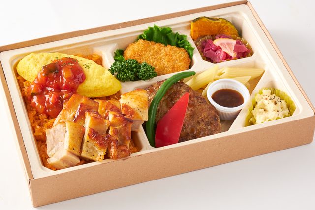 Kitchen Palette（福岡店）-とろとろ卵のオムライスとWチキンステーキ弁当