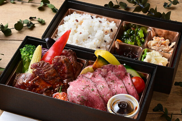 赤身ステーキと牛タン 津雲 の 熟成牛ハラミステーキと自家製ローストビーフのwメイン2段弁当 ごちクル お弁当の配達 デリバリー 赤身ステーキと牛タン 津雲 の 熟成牛ハラミステーキと自家製ローストビーフのwメイン2段弁当 ごちクル お弁当の配達 デリバリー
