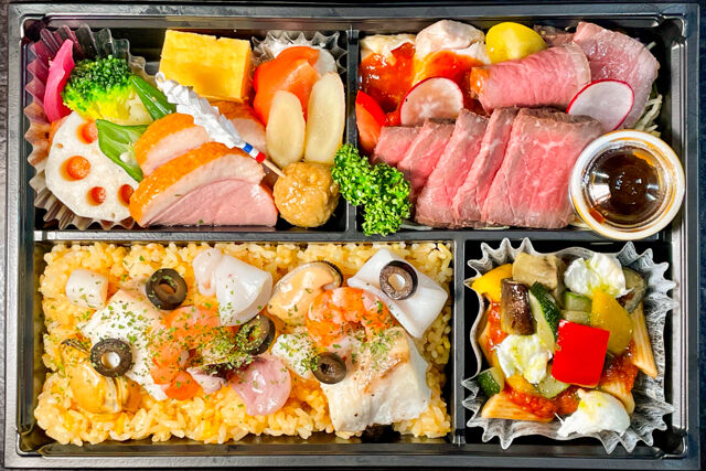 南フランス料理「シェ・フジノ」-【熨斗対応可】たっぷりローストビーフと海の幸のパエリアご飯