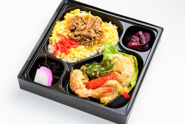ちばらき横断弁当-牛焼肉のせ天婦羅幕の内弁当