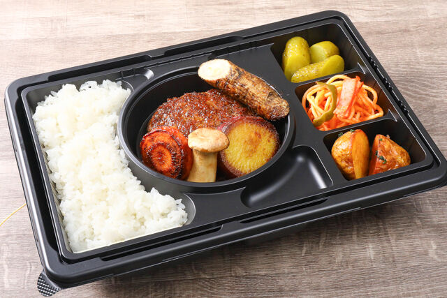 【温まる】サーロインステーキ入り超粗挽き黒毛和牛ハンバーグ御膳