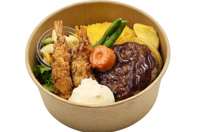 海老フライとデミグラスハンバーグランチ