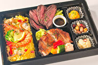 Grill Matsuno-彩りパエリアとローズマリーチキン＆赤身肉ステーキトリュフオイルソース