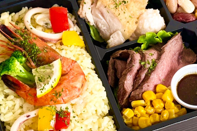 Grill Matsuno-【熨斗対応可】彩りパエリアとトリュフオイルソースの赤身肉ステーキ＆ハーブチキンBOX