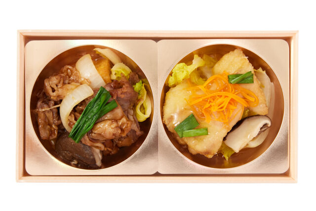 飯や 和彩味堂wasabi-do-【4種の選べるご飯】すき焼きと鶏の餡かけの豪華二段御膳