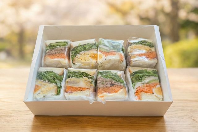 彩り4種サンドアソートBOX（ローストビーフ、アボカドチキン、照り焼きチキン、たまご）