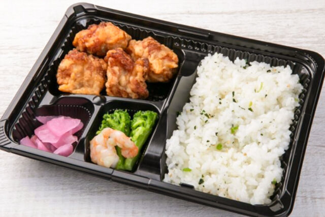 唐揚げと海老＆ブロッコリー炒め弁当