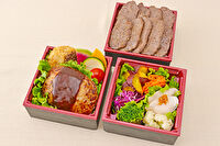熟成焼肉 ハンバーグ 格之進 プラチナム-牛たんメンチカツ添え格之進ハンバーグと黒毛和牛特上焼肉御膳～デミグラスソース～