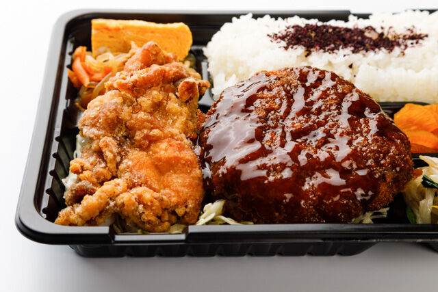 から揚げ弁当タオ-自家製メンチカツ弁当