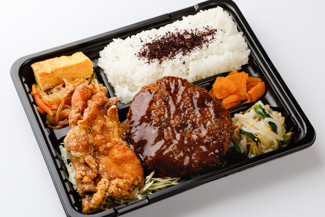 から揚げ弁当タオ-自家製メンチカツ弁当