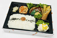 京や弁当-デミハンバーグ弁当【お茶缶付】