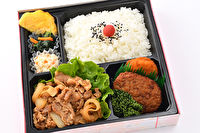 めちゃうま亭～7時からお届け可能なイベント・会議用の宅配弁当～-【肉おかず2品入り】生姜焼きとハンバーグの得々幕の内