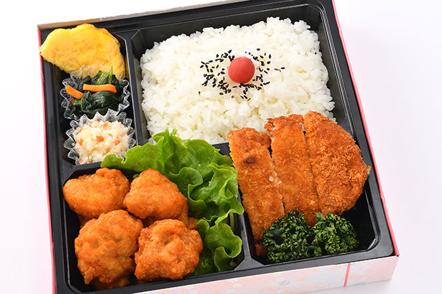 【肉おかず2品】唐揚げと豚カツの満足幕の内
