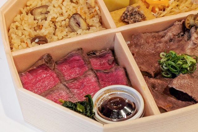 肉ビストロ SPAJIO-【熨斗対応可】最上級A5鹿児島県黒牛イチボステーキと牛タンと栗の炊き込みご飯 秋の八角重