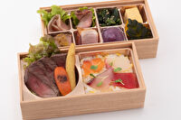 肉割烹 かわ井-海鮮チラシと国産牛カルビステーキ2段弁当
