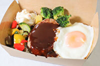 にくとごはん-【ハワイアンカフェ】粗挽きハンバーグのロコモコ弁当