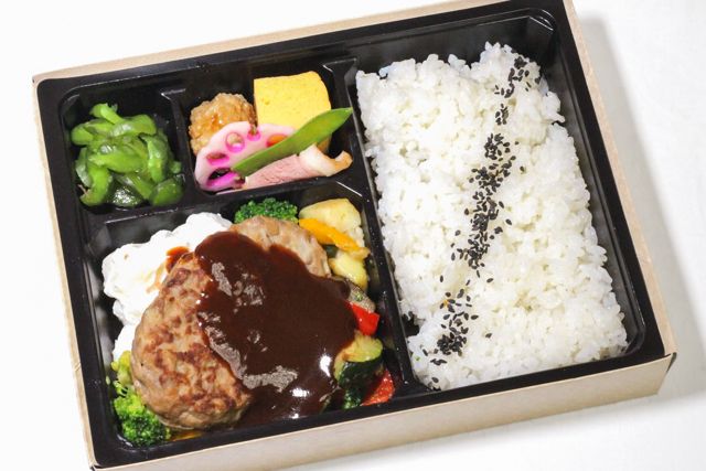 にくとごはん-【にくとごはん】あらびきハンバーグのデミソース〔お好み幕の内弁当〕