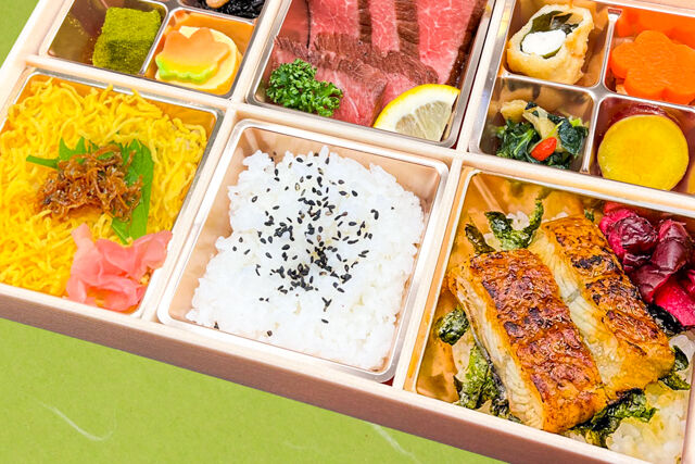 大坂はち福太閤さん-牛ステーキと鰻丼ちりめん山椒御膳