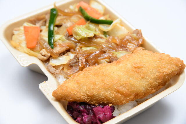 大阪手づくり弁当 はまよし-野菜炒め白身フライ飯BOX