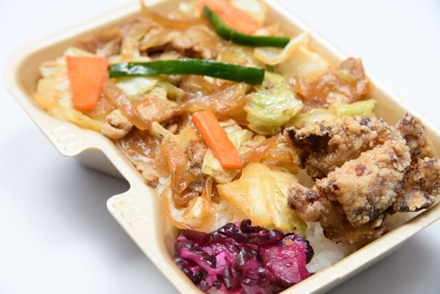 大阪手づくり弁当 はまよし-野菜炒め唐揚げ飯BOX